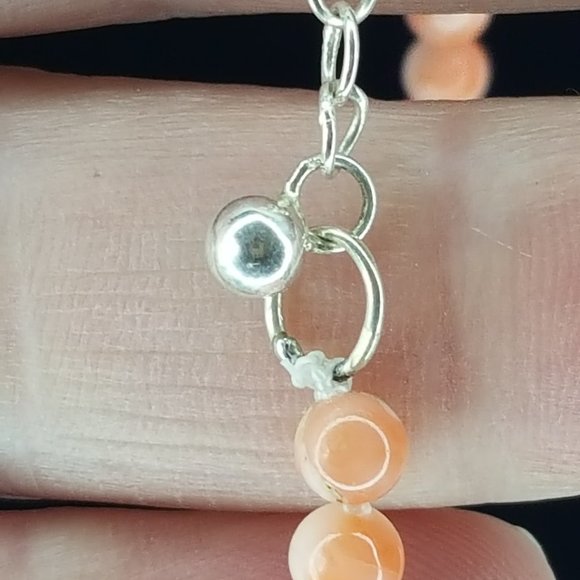 Peach Coral Single strand Necklace .925 - Picture 6 of 7